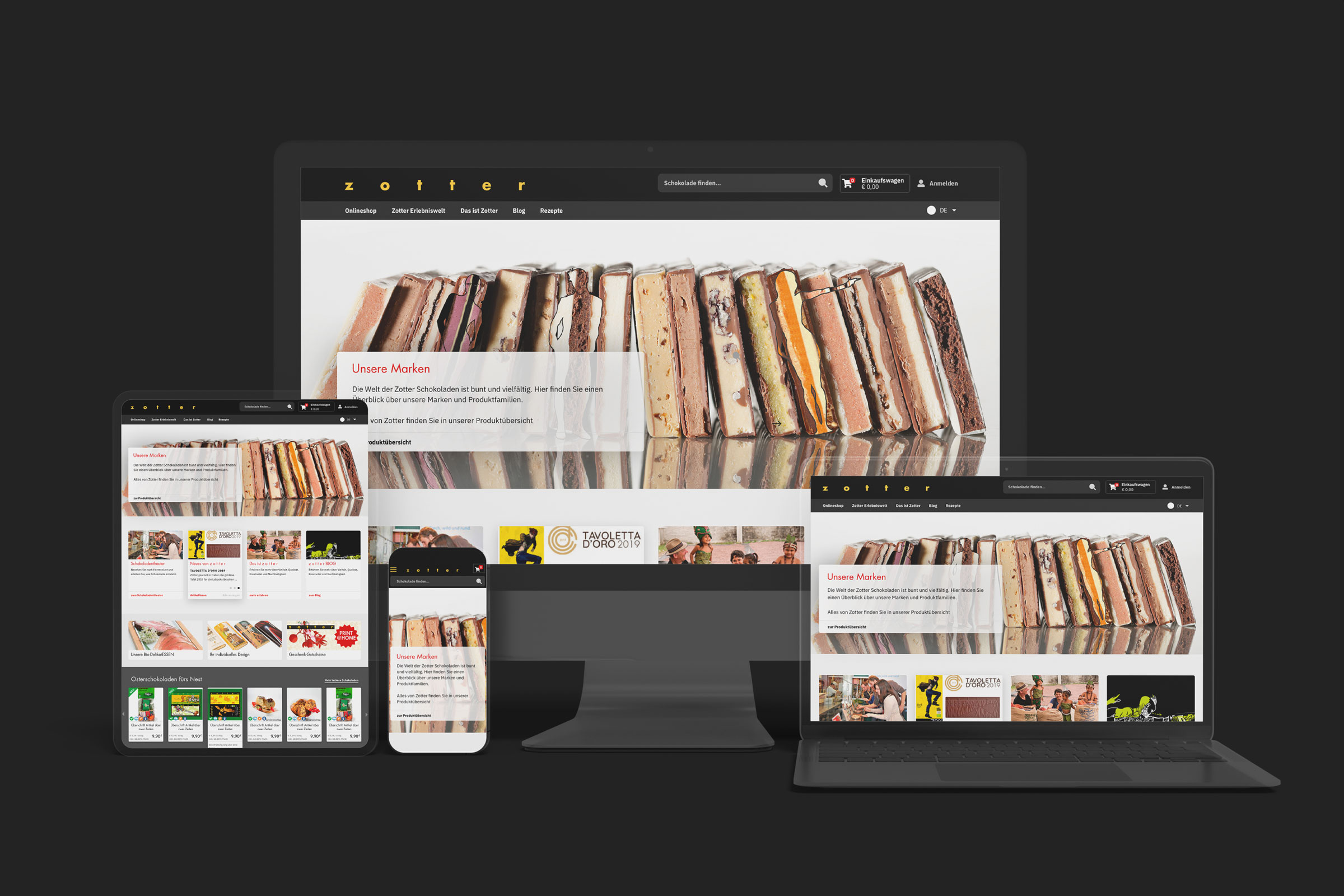 Digitaler Markenaufbau österreichische KMU. Webshop-Design für Schokoladenhersteller.