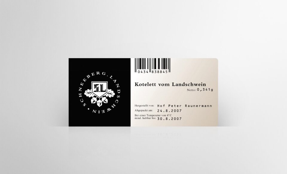Schneeberg Landschwein - Etikett Lebensmitteltasse