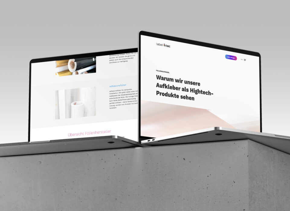 Webdesign 2 Seiten auf 2 Laptops – label4tec Corporate Design