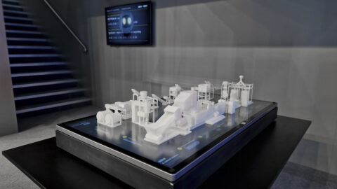 Interaktives analoges 3D Modell für Produkt- und Warenfluss Präsentation auf Messestand der Messe K