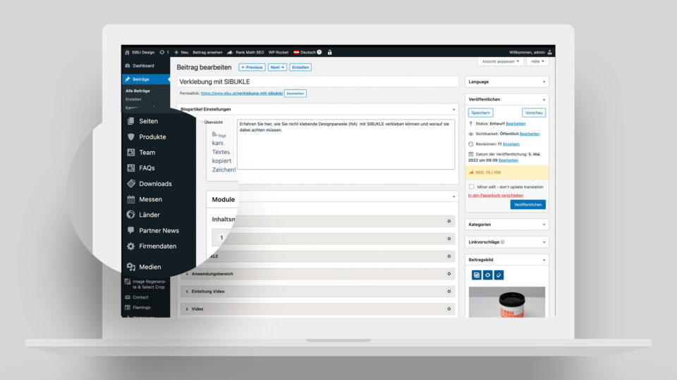 Custom Post Types für wiederkehrende Inhalte. Einfache und schnelle Wartung. Digitale Markenstrategie für mittelständische Betriebe. Webentwicklung und Design einer Website für Designpaneele Hersteller in Oberösterreich.