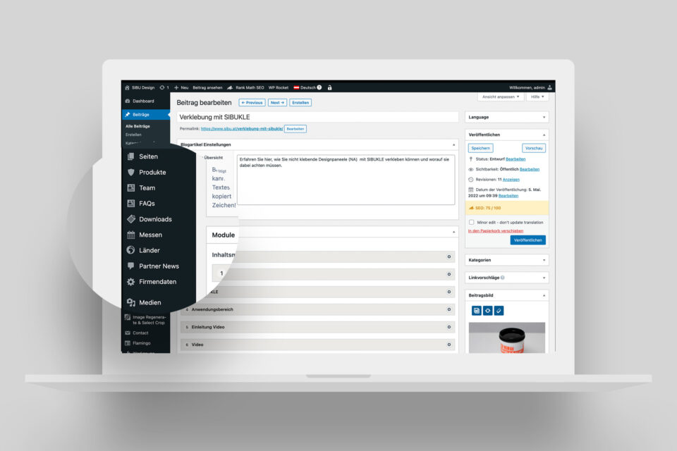 Custom Post Types für wiederkehrende Inhalte. Einfache und schnelle Wartung. Digitale Markenstrategie für mittelständische Betriebe. Webentwicklung und Design einer Website für Designpaneele Hersteller in Oberösterreich.