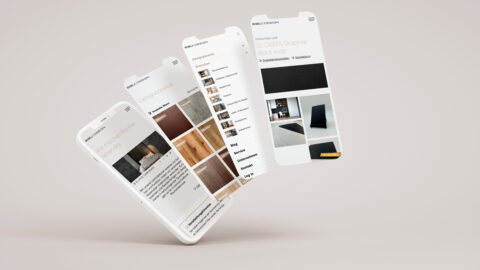 Übersicht mobile Website. Adaptives fluid-responsive Layout. Digitale Markenstrategie für mittelständische Betriebe. Webentwicklung und Design einer Website für Designpaneele Hersteller in Oberösterreich.