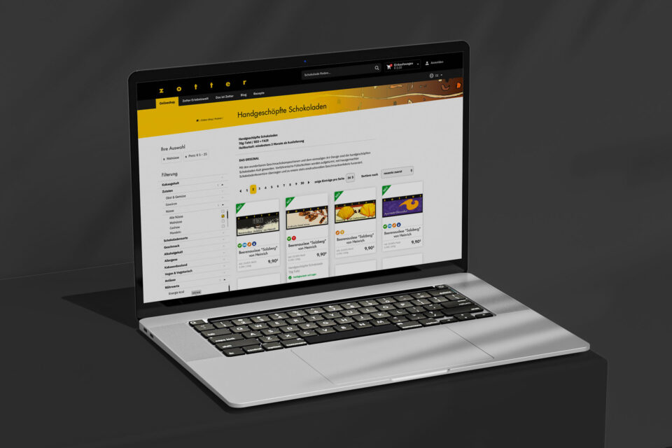 Digitaler Markenaufbau österreichische KMU. Webshop-Design für Schokoladenhersteller.