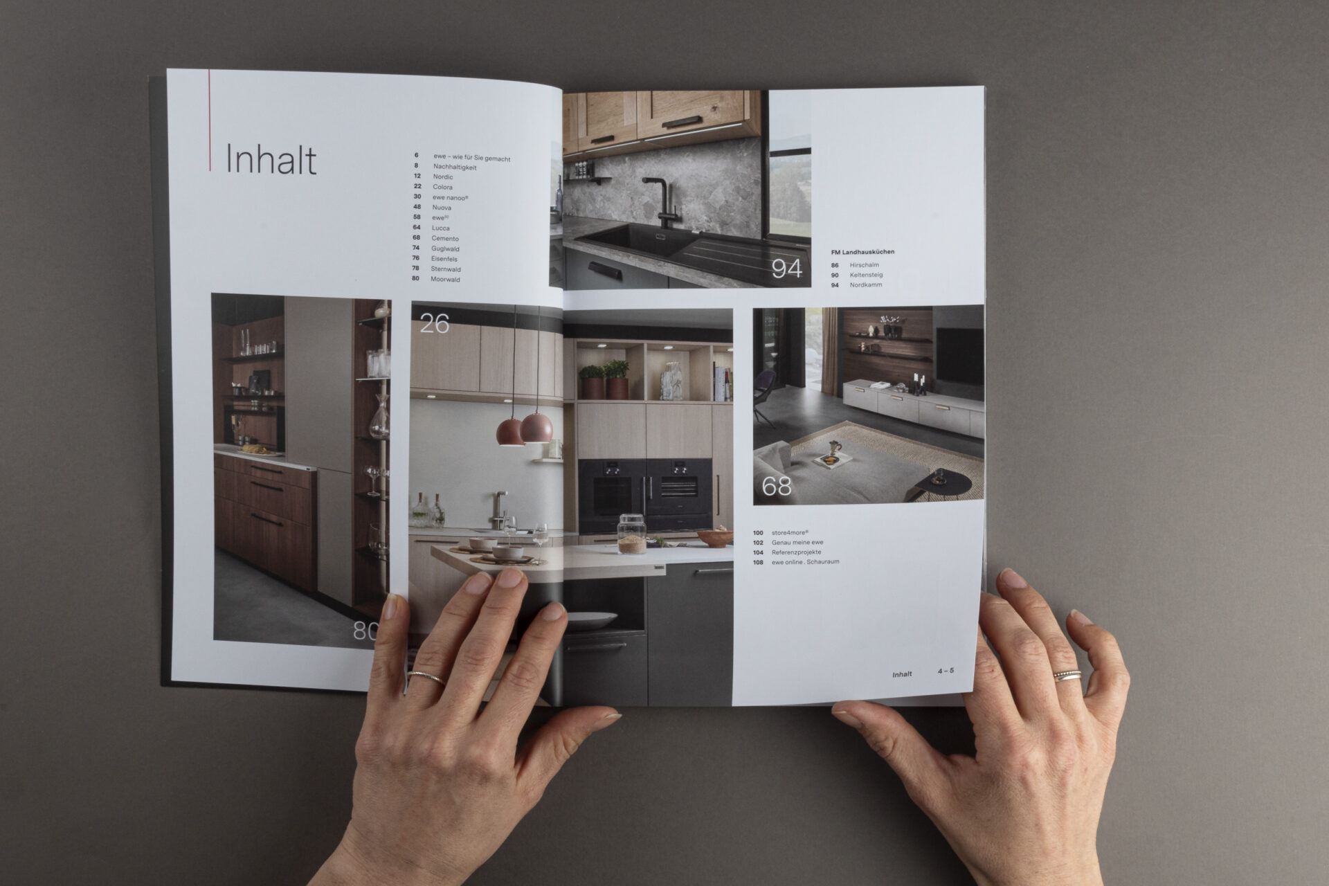 ewe Produktkatalog mit großflächigen Bildern und spannendem Layout