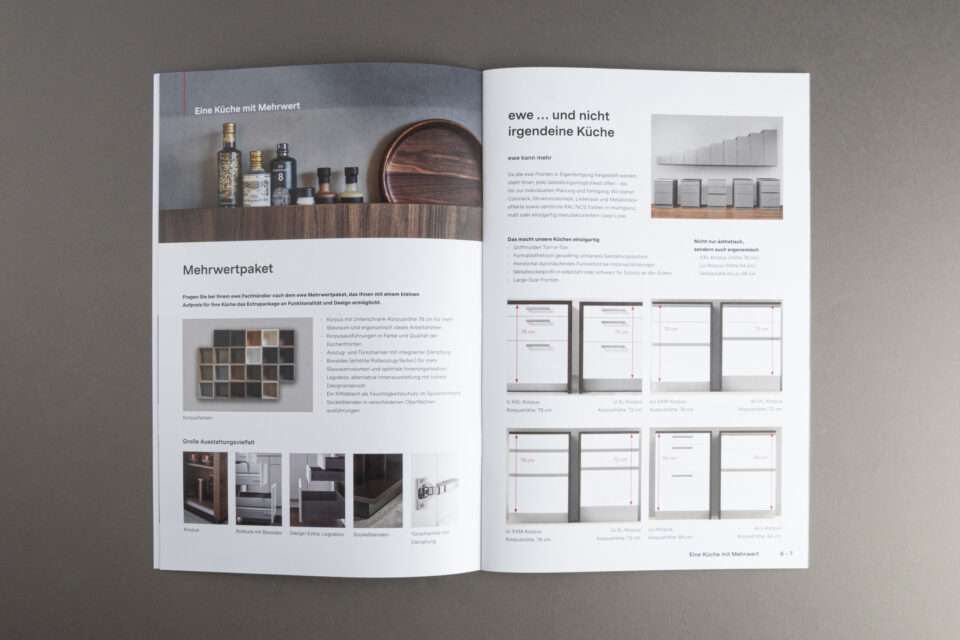 ewe Produktkatalog mit großflächigen Bildern und spannendem Layout