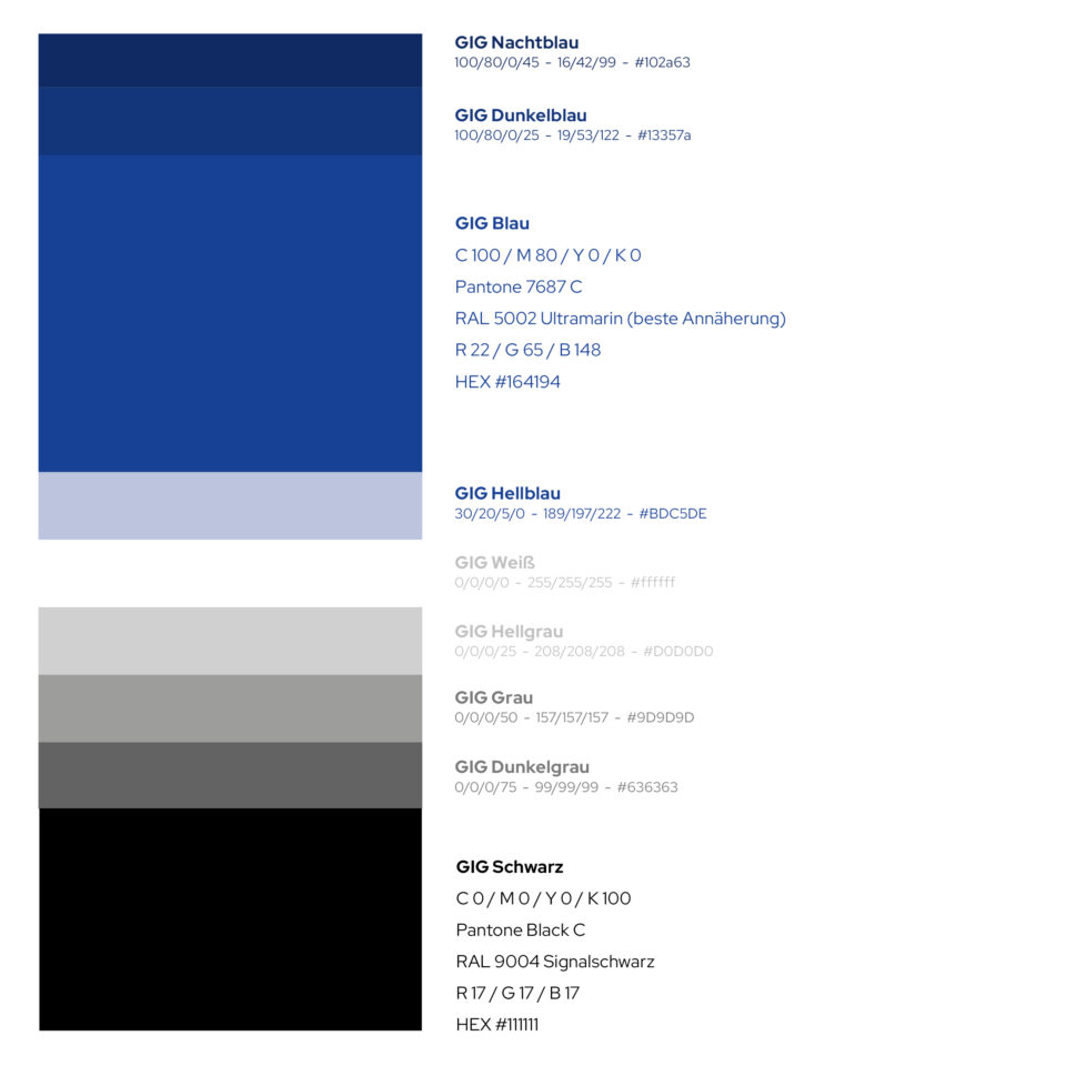 GIG Corporate Design Farbwelt