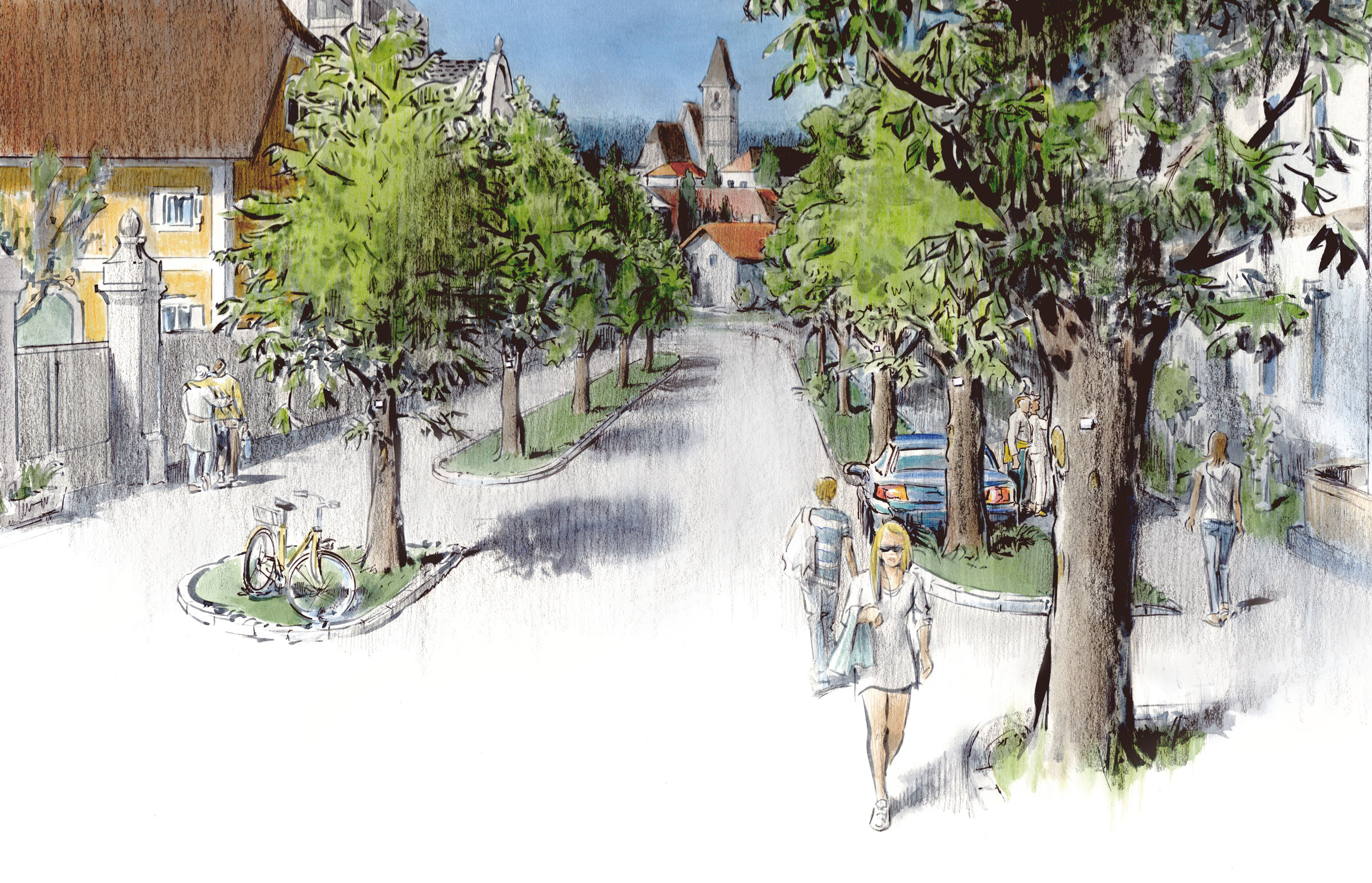 Allee im Dorf - Latschbacher Imagefolder Illustration