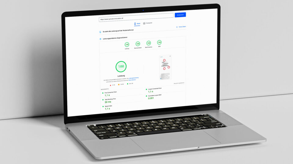 Beispiel PageSpeed Insights für umgesetztes Webdesign Projekt