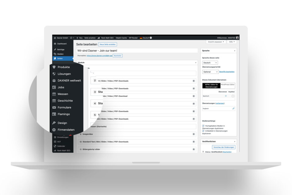 Daxner Website Wordpress Backend