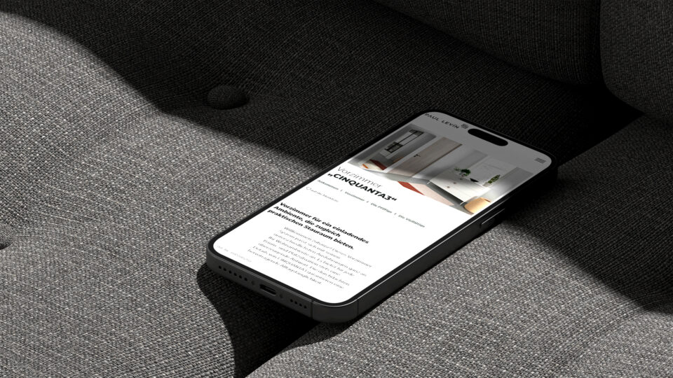 Mobile Detailansicht einer Produktseite PAUL LEVIN Website