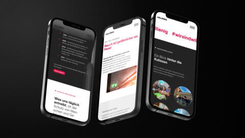 Mobile Ansichten von Seiten der WILLENIG Website