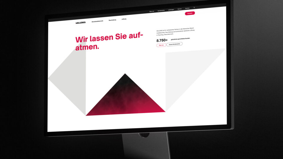 Startseite der WILLENIG Website auf Bildschirm