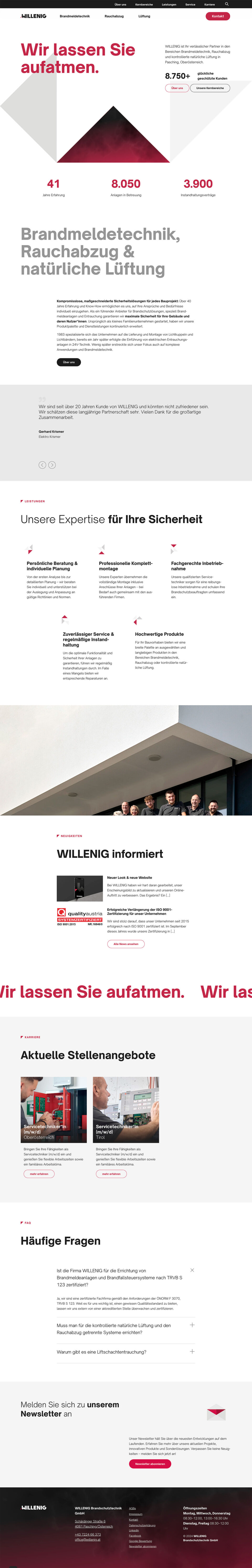 Startseite der WILLENIG Website