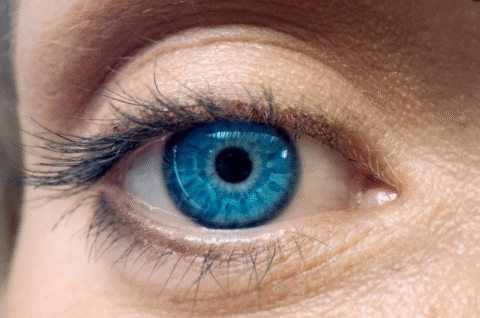 Close-up auf ein Auge mit blauer Augenfarbe einer Frau - Ein Beispiel für emotionales Storytelling